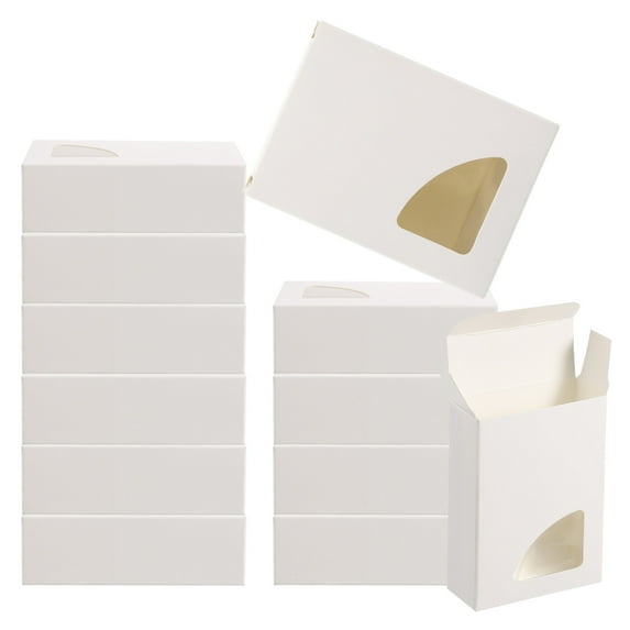 Uxcell 4"x3"x1" Paper Soap Box with Window Homemade Soap Boxes Triangle Presents Packaging Boxes, White 30 Pack