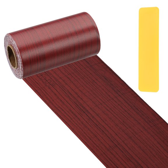 Uxcell Self-Adhesive Wood Grain Repair Tape with Scraper for Furniture Red 4"x33'