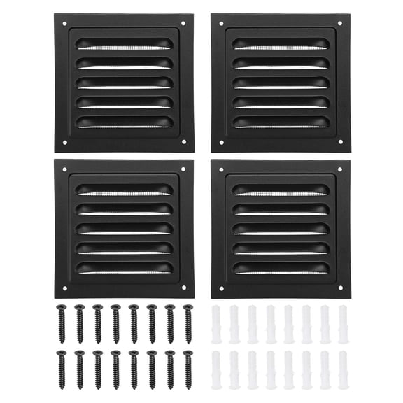 Uxcell 4"x4" Aluminum Gable Vent Black Exterior Wall Vent with Mesh Screen Slanted Louver for Attic Roof RV
