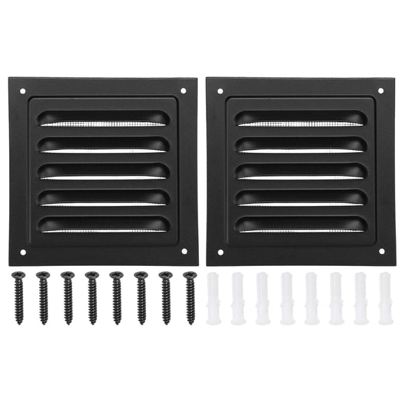 Uxcell 4"x4" Aluminum Gable Vent, Exterior Wall Outlet Vent Square Soffit Vent HVAC Louver Air Grille with Built-in Screen