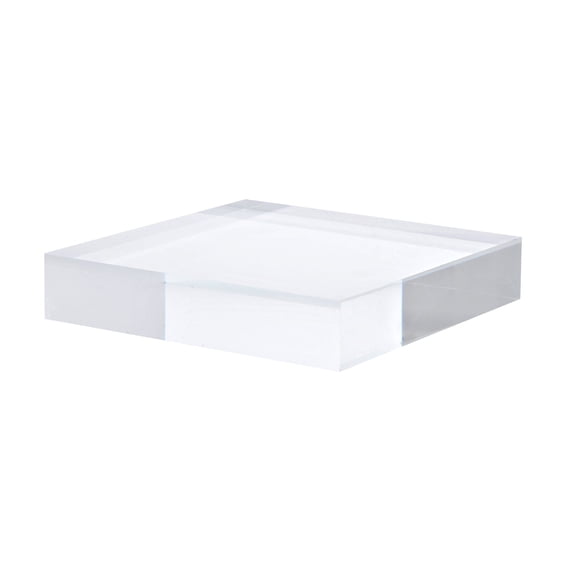 Uxcell 4"x4"x0.8" Jewelry Display Riser Polished Acrylic Cube Display Stand Block Collection Showcase, Clear