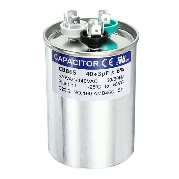 Uxcell 40+3 MFD CBB65 Run Start Capacitor 40+3 uF, 370/440V Round AC Capacitor for AC Motor Run, HVAC, Air Conditioner, Condenser Motors