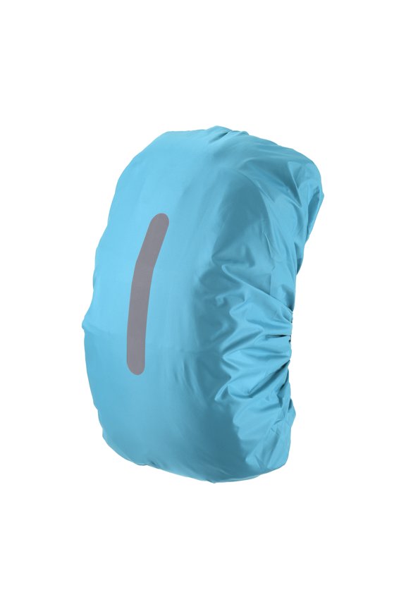 40-50L Waterproof Backpack Rain Cover with Vertical Reflective Strap, M, Light Blue