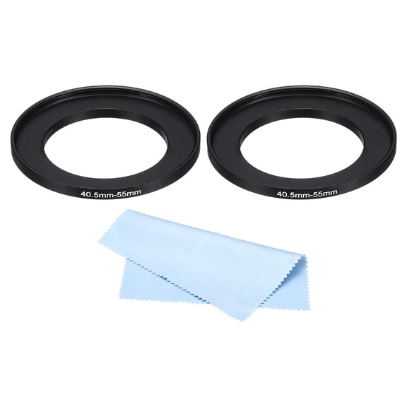 Uxcell 40.5mm-55mm Step Up Ring with Cleaning Cloth, 2 Pack Camera Lens Filter Adapter Ring, Black