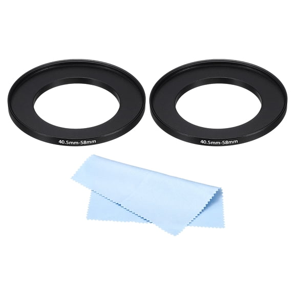 Uxcell 40.5mm-58mm Step Up Ring with Cleaning Cloth, 2 Pack Camera Lens Filter Adapter Ring, Black