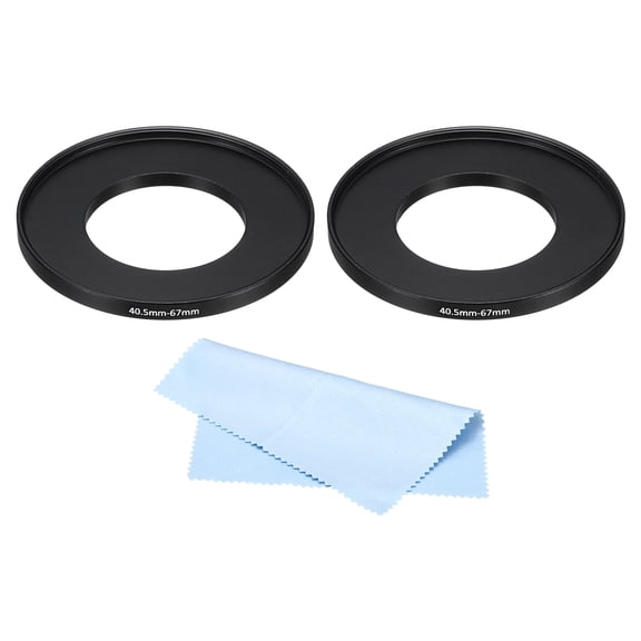 Uxcell 40.5mm-67mm Step Up Ring with Cleaning Cloth, 2 Pack Camera Lens Filter Adapter Ring, Black