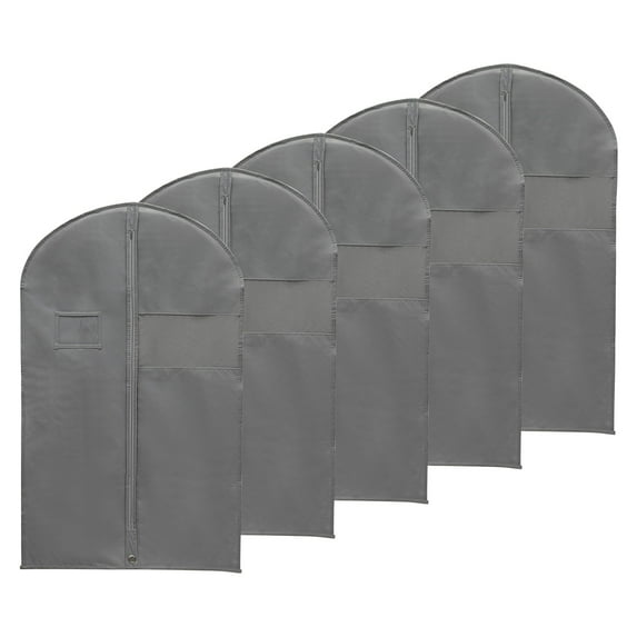 Uxcell 40" Garment Bag, 5 Pack Breathable Suit Bag for Storage Hanging Clothes, Gray