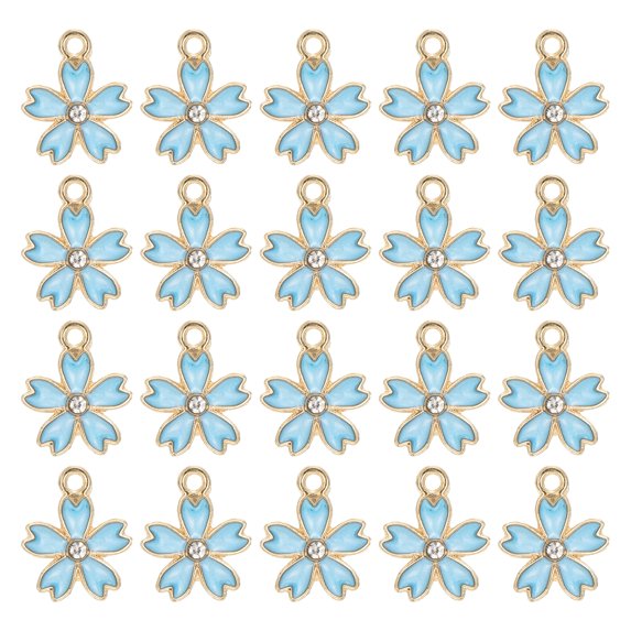 Uxcell 40 Pack Cherry Blossoms Charm Pendants, Gold Plated Pendants DIY, 17x14mm, Blue