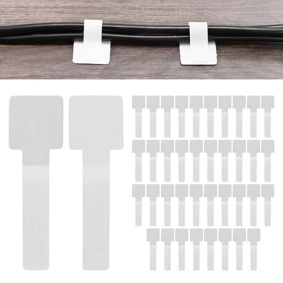 Uxcell 40-Pack Hook and Loop Cable Ties, 3.5 x 1.1 Inch Enhanced Self-Adhesive Cord Organizer for Desk [White]