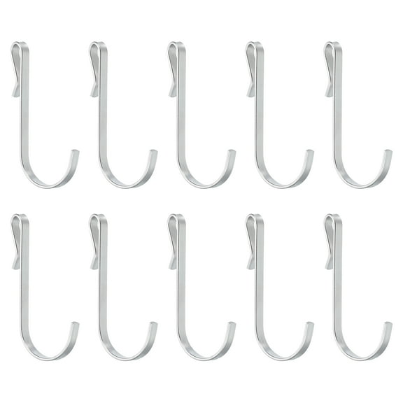 Uxcell 40 pack J-Shaped Hook, Wire Rack Hook Metal Clip-on Hooks Fit 1-4mm OD for Hanging, Drying, Kitchen Spoon Hanger Supermarket, Silver
