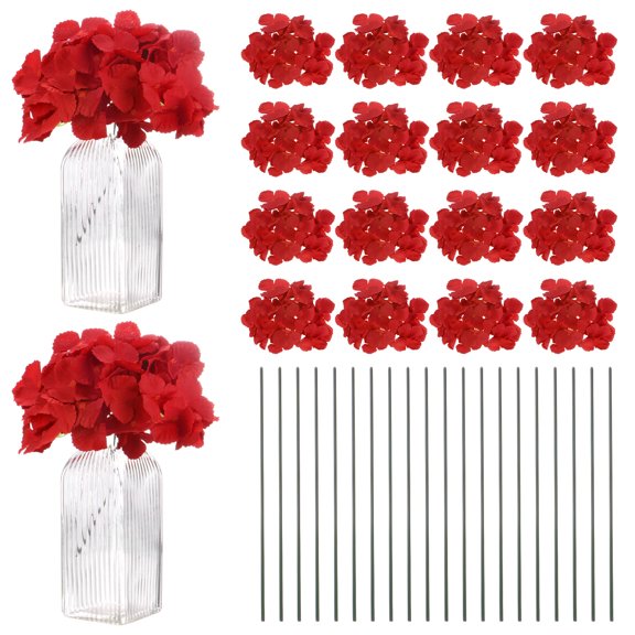Uxcell 40-Pack Silk Hydrangea Flowers, Artificial Flowers Heads with 40pcs Stems for Home Decor/Wedding/DIY[Beige]