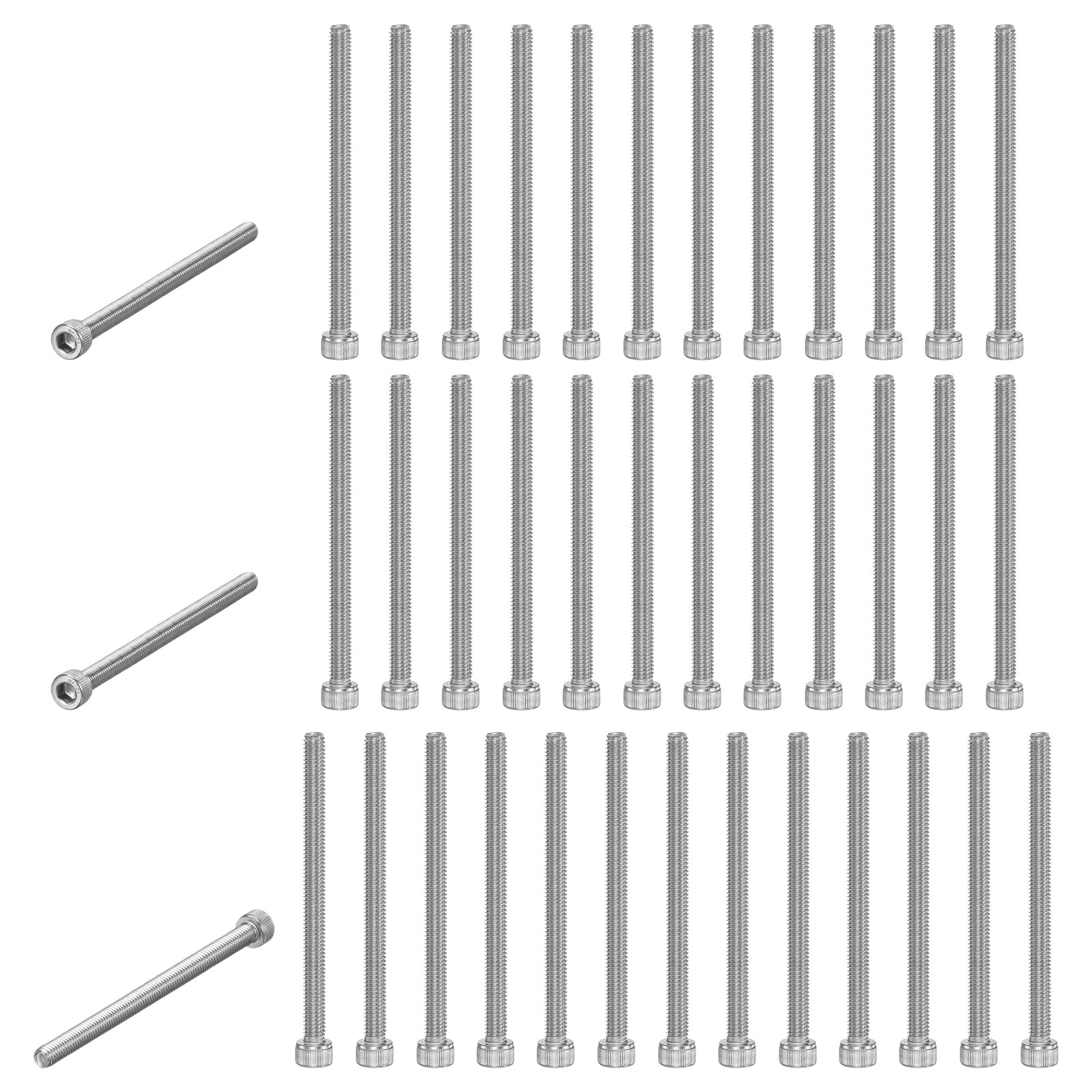 Uxcell 40-Pack Socket Head Cap Screws Bolts M6x90mm 1mm Pitch Stainless Steel for String Trimmer Chainsaw [Silver]