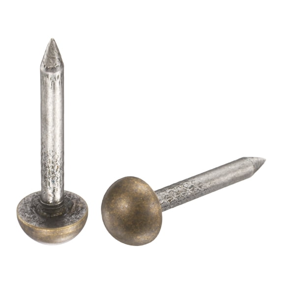 Uxcell 40 Pack Solid Brass Upholstery Tacks, 8mm Retro Upholstery Nails Decorative Thumb Push Pins for Wood Boxes Carpet Sofa Furniture Leather Crafts, Bronze