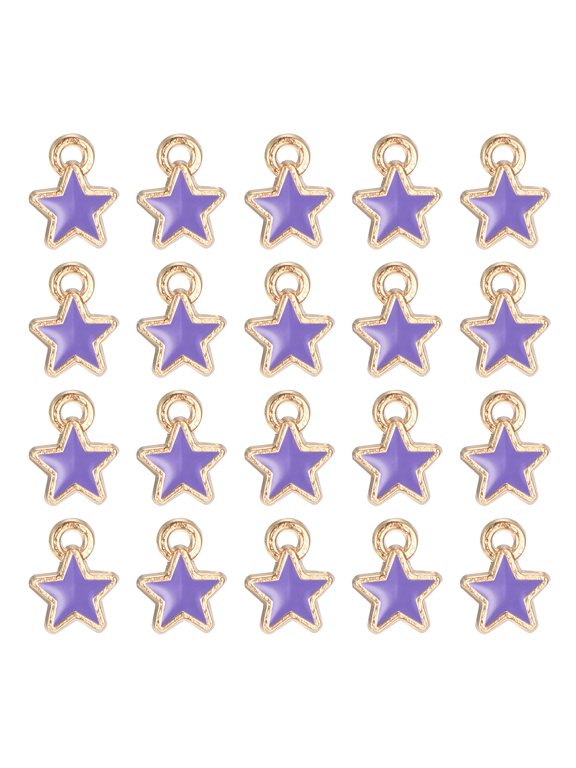 40 Pack Star Charm Pendants, Gold Plated Pendants DIY, 6x8mm, Purple