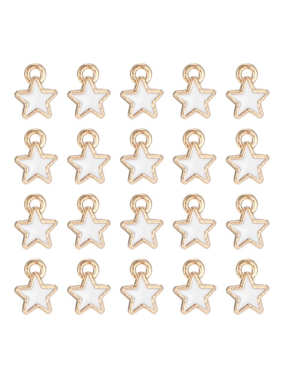 40 Pack Star Charm Pendants, Gold Plated Pendants DIY, 6x8mm, White