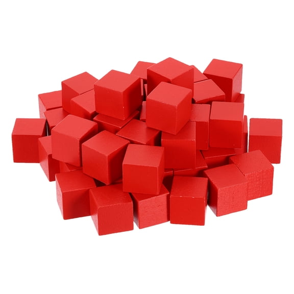 Uxcell 40 Pack Wood Blocks for Crafts, 2.5cm Unfinished Wood Cube Solid Wooden Blank Square Block for DIY Craft Projects Personalized Gifts, Red