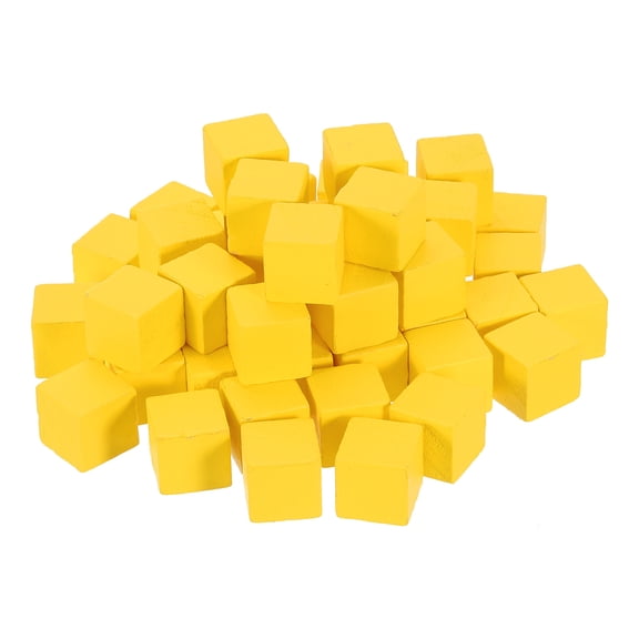 Uxcell 40 Pack Wood Blocks for Crafts, 2cm Unfinished Wood Cube Solid Wooden Blank Square Block for DIY Craft Projects Personalized Gifts, Yellow