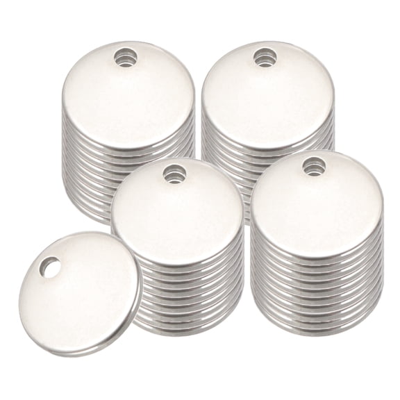 Uxcell 40 Pcs 1/4 Inch Round Metal Stamping Blanks, Stainless Steel Copper Blank Tags with Hole for Metal Stamping