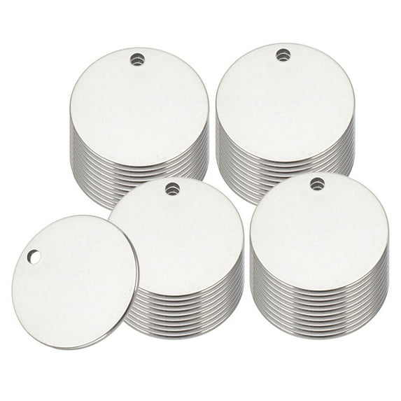 Uxcell 40 Pcs 11/16 Inch Round Metal Stamping Blanks, Stainless Steel Copper Blank Tags with Hole for Metal Stamping