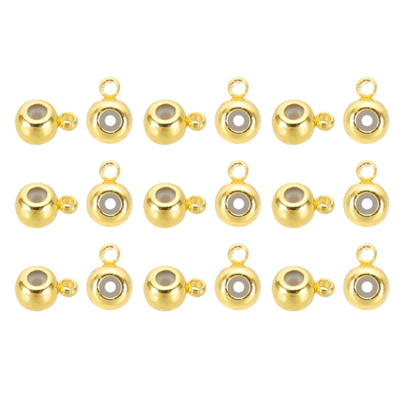 Uxcell 40 Pcs 14K Stopper Positioning Spacer Beads, 4mm Adjustable Slider Clasps Round Beads with Loop Metal Loose Beads for Bracelets Necklace Jewelry Making DIY Craft, Light Gold Tone