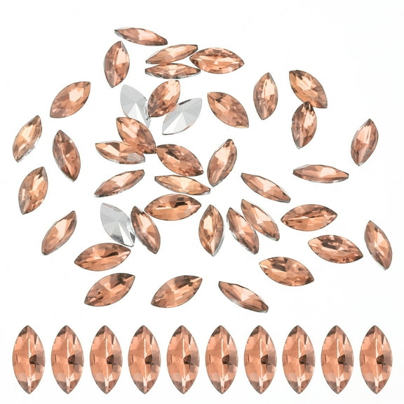 Uxcell 40 Pcs 15x7mm Glass Flat Back Horse Eye Crystal Rhinestones, Light Red