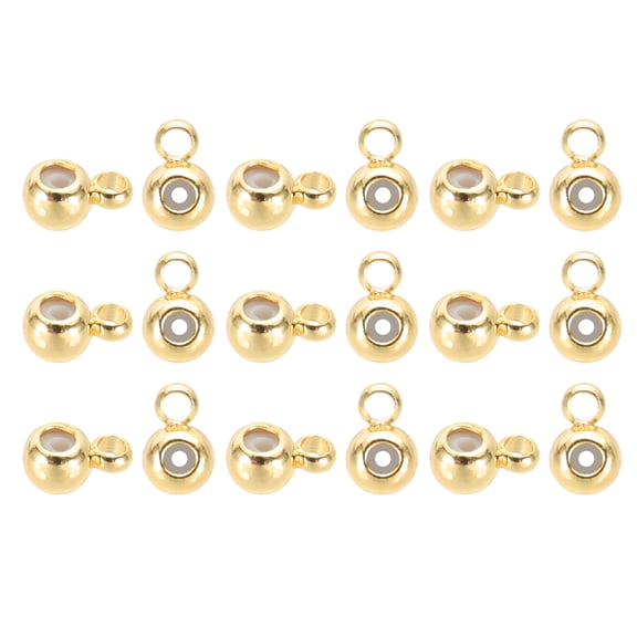 Uxcell 40 Pcs 18K Stopper Positioning Spacer Beads, 3mm Adjustable Slider Clasps Round Beads with Loop Metal Loose Beads for Bracelets Necklace Jewelry Making DIY Craft, Gold Tone