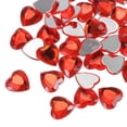 thumbnail image 1 of Uxcell 40 Pcs Acrylic Heart Rhinestone 0.59" Flat Back Plastic Gems Red, 1 of 4