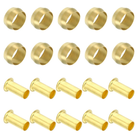 Uxcell 40 Pcs Brass Compression Sleeves Ferrules for 3/8 Inch OD Hose Tube