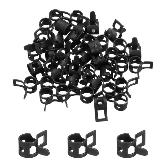 Uxcell 40 Pcs Fuel Line Clamps Spring Band Hose Clamps, 1/4" 6mm Silicone Air Tube Vacuum Hose Water Pipe Low Pressure Clamps Assortment Kit, Black