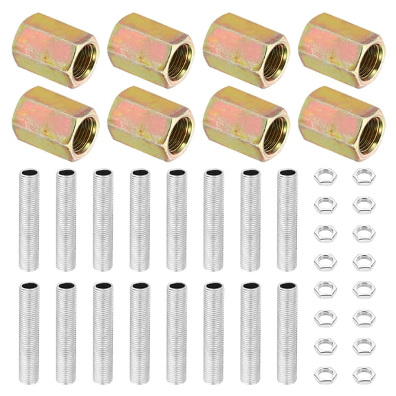 Uxcell 40 Pcs M10×20 Hexagon Closed Coupling Nut with Threaded Pipe and Hex Nuts