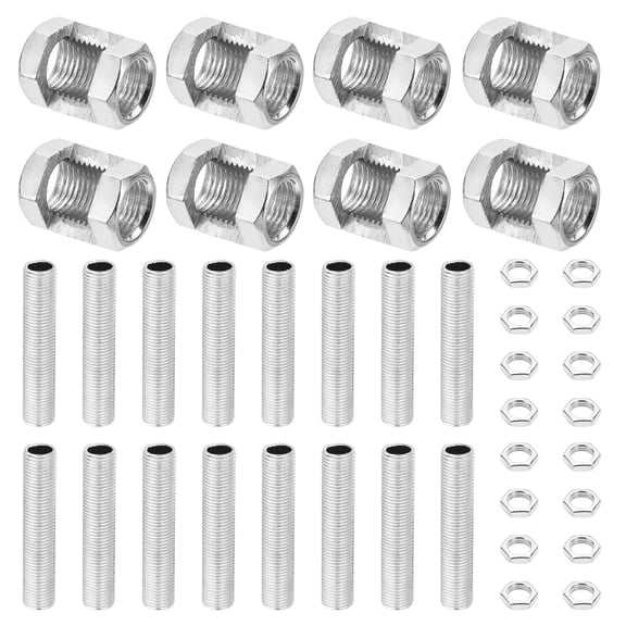 Uxcell 40 Pcs M10×20 Hexagon Open Coupling Nuts with Threaded Pipe and Hex Nut