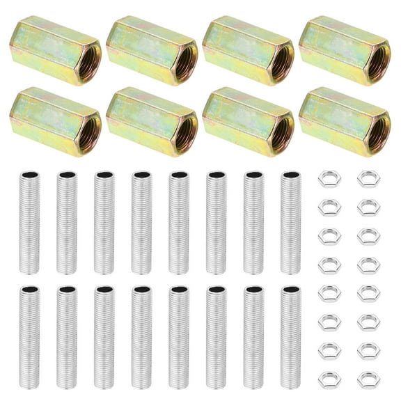 Uxcell 40 Pcs M10×25 Hexagon Closed Coupling Nut with Threaded Pipe and Hex Nuts