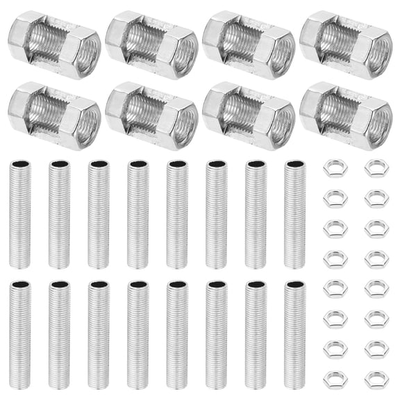 Uxcell 40 Pcs M10×25 Hexagon Open Coupling Nuts with Threaded Pipe and Hex Nut