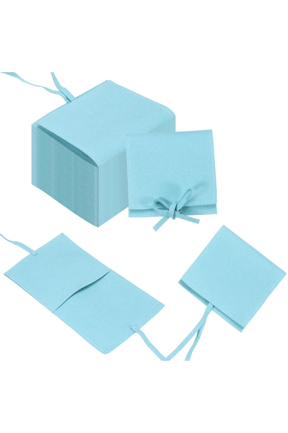 40 Pcs Microfiber Jewelry Pouch, 3.1 3.1 Inch, Light Blue