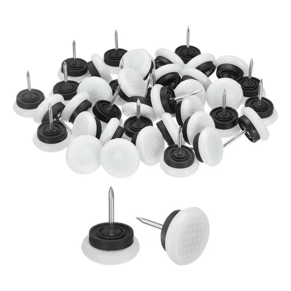 Uxcell 40 Pcs Nail-on Furniture Sliders, 7/8"(22mm)Plastic Round Anti-slip Pads, White
