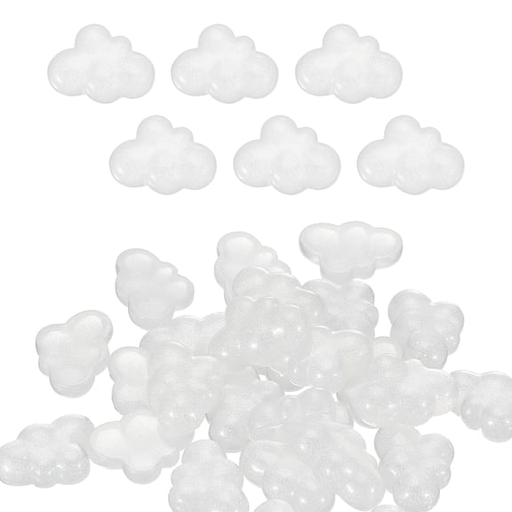 Uxcell 40 Pcs Resin Cabochon Flatback Cloud, Cloud Shape Embellishments Lovely Glitter Clouds Charm, White