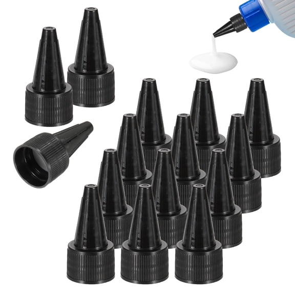 Uxcell 40 Pcs Snip Tip Applicator, 0.71" Extra Tips Caps for Glue Replacement Plastic Adhesive Nozzle and Caps Precision Applicator for Glue Bottle Adhesive Tubes Dispensing, Black