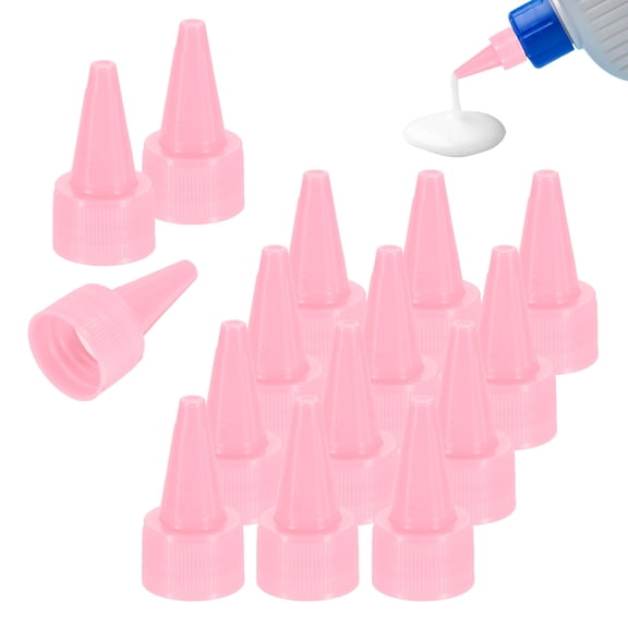 Uxcell 40 Pcs Snip Tip Applicator, 0.79" Extra Tips Caps for Glue Replacement Plastic Adhesive Nozzle and Caps Precision Applicator for Glue Bottle Adhesive Tubes Dispensing, Pink