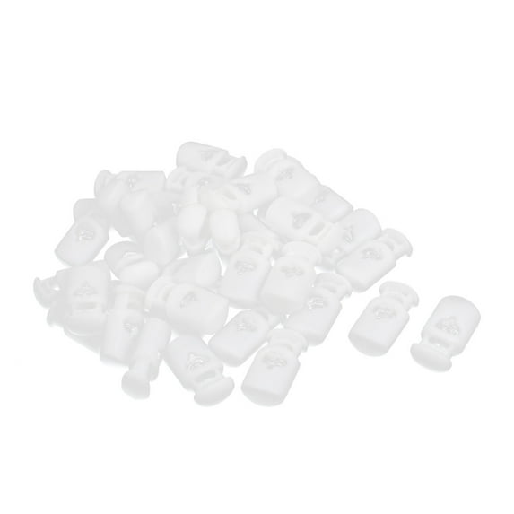 Uxcell 40 Pcs White Plastic Toggle Spring Clasp Stop String Cord Locks