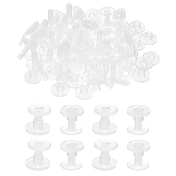Uxcell 40 Set Chicago Screws Plastic Chicago Screw Binding Post Screw Rivets Post for Leather Belt Clear 15mm