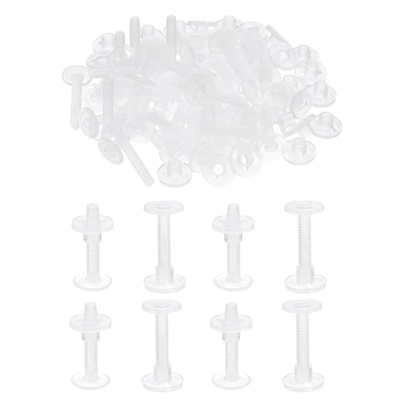 Uxcell 40 Set Chicago Screws Plastic Chicago Screw Binding Post Screw Rivets Post for Leather Belt Clear 30mm