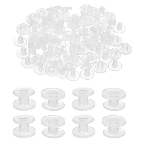 Uxcell 40 Set Chicago Screws Plastic Chicago Screw Binding Post Screw Rivets Post for Leather Belt Clear 8mm