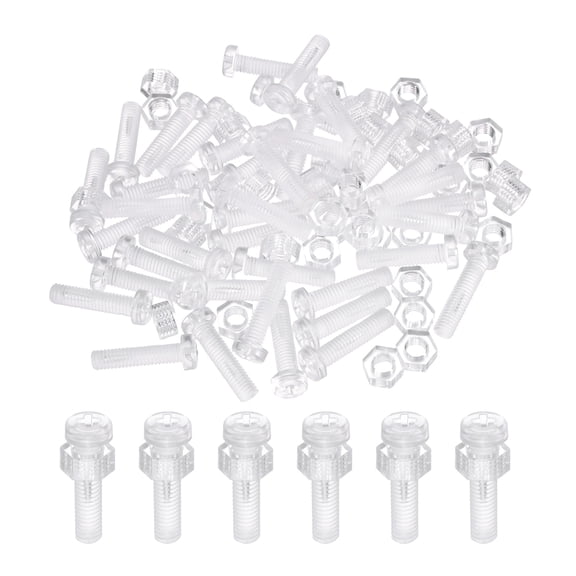 Uxcell 40 Set M5x20mm Clear Acrylic Phillips Round Head Screws with Hex Nuts Kit