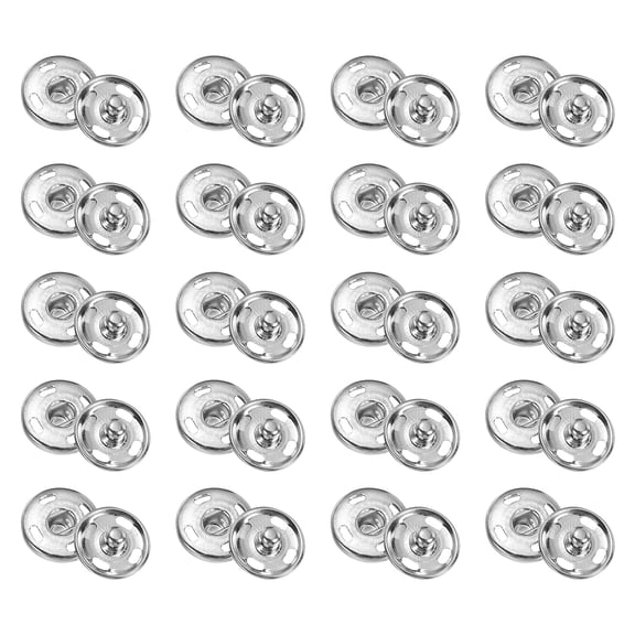 Uxcell 40 Set Sew on Snaps, 12mm Metal Snap Fastener Press Studs Buttons for Sewing Clothing Fabric Bag DIY Craft, Silver
