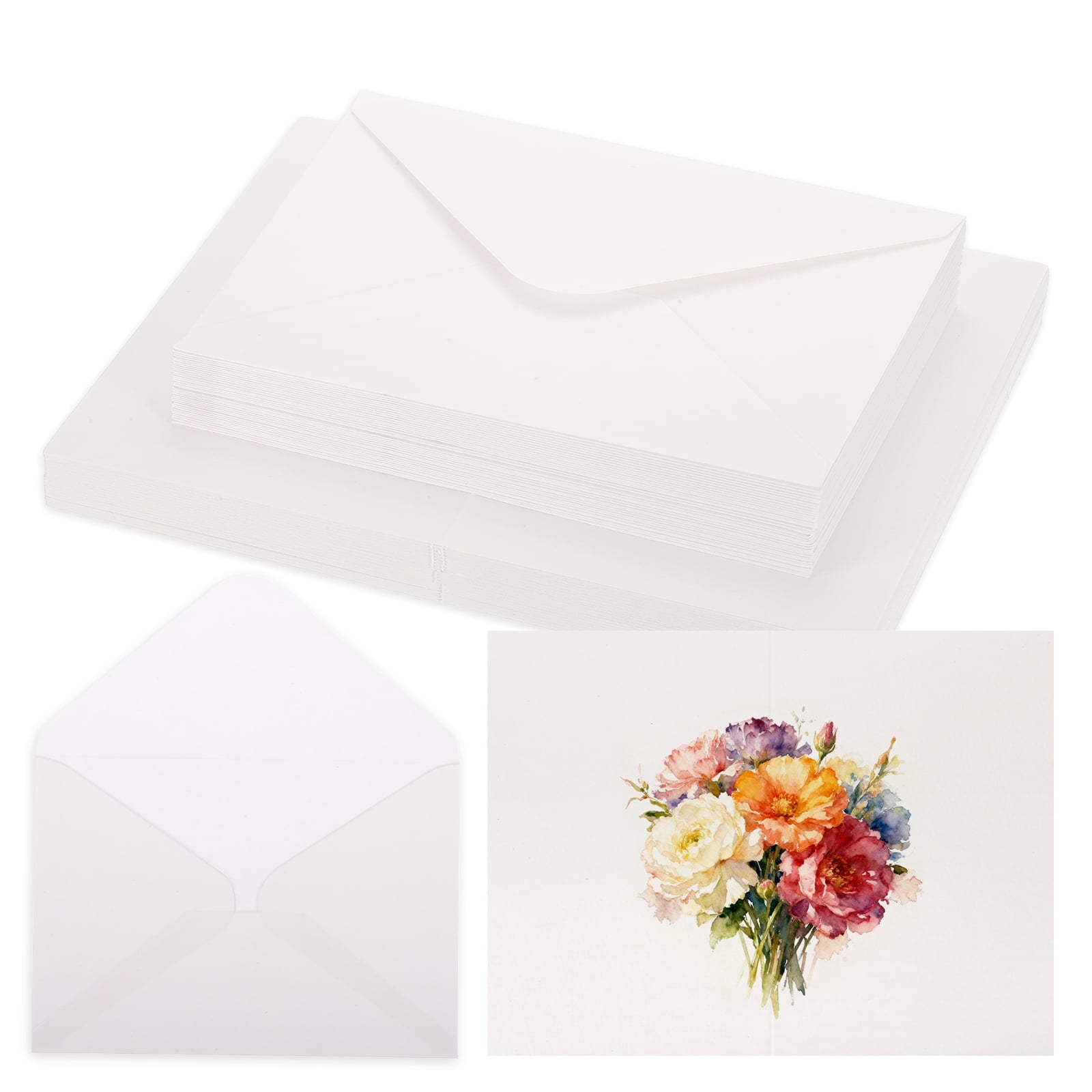 Uxcell 40 Set Watercolor Paper with Envelopes 6 x 8 Inch 140lb/300gsm Artist Painting Drawing Paper Cold Press Water Color Sheet for Sketchbook Journal (Straight Corner)