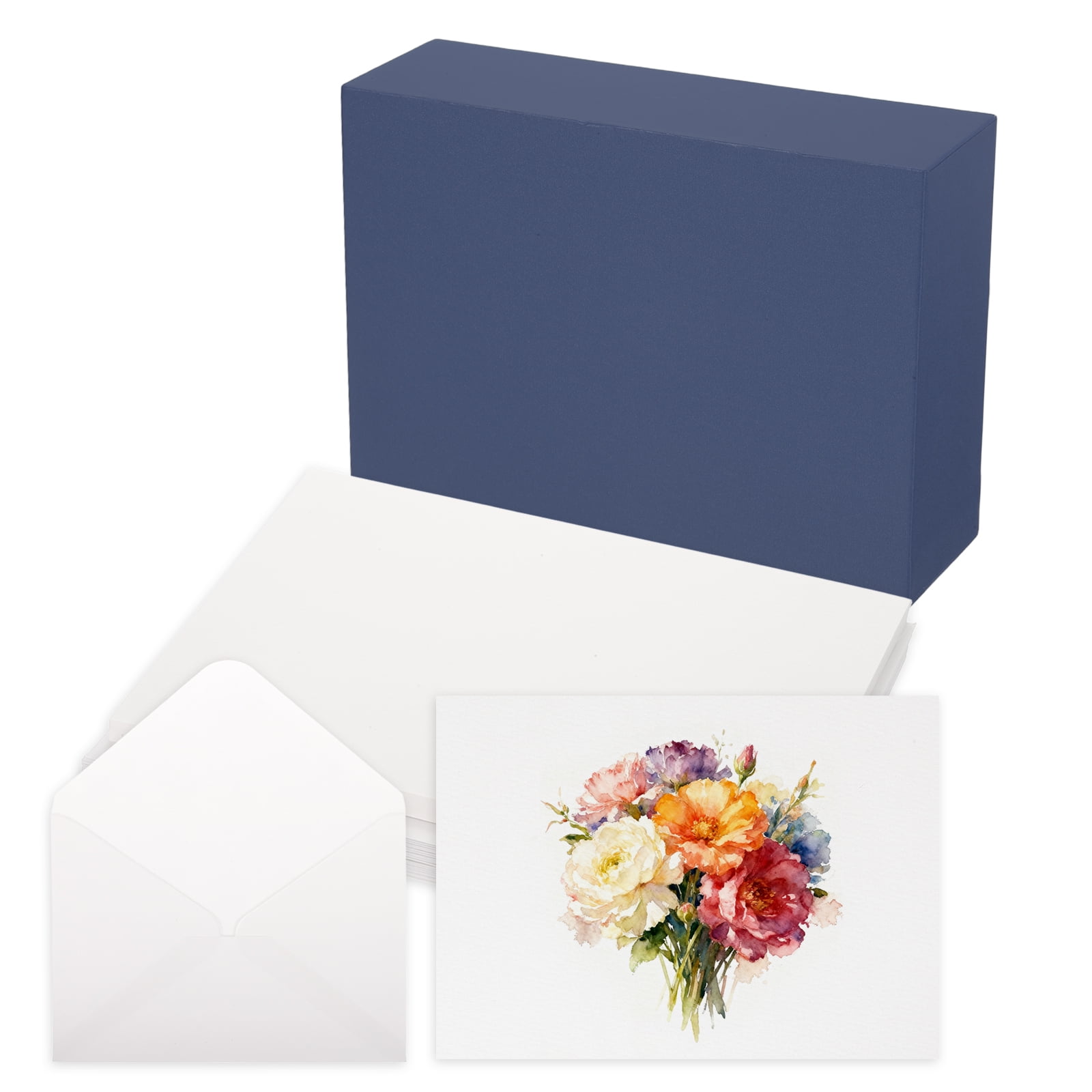 Uxcell 40 Set Watercolor Paper with Envelopes 7 x 5 Inch 140lb/300gsm Artist Painting Drawing Paper Cold Press Water Color Sheet with Blue Box for Sketchbook Journal (Straight Corner)