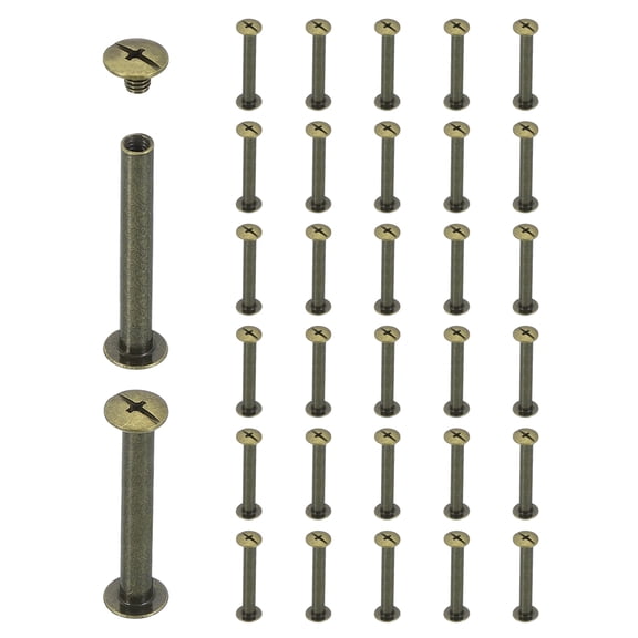 Uxcell 40 Sets Chicago Screw Rivets M5x40mm Metal Phillips Head Post Nail Rivet Stud Screws Connectors for DIY Leather Belt Bag Craft Bookbinding, Bronze