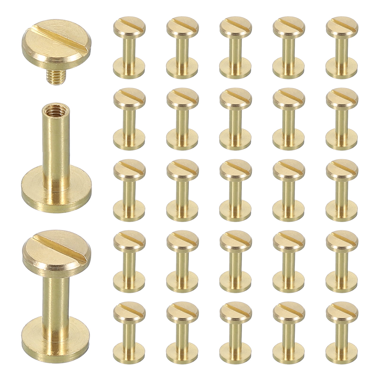 Uxcell 30 Sets Chicago Screw Rivets M4x12mm Metal Phillips Head Post ...