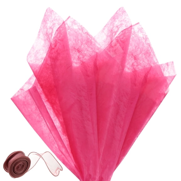 Uxcell 40 Sheets Korean Cotton Flower Wrapping Paper with Ribbon, 23" Cloud Cotton Waterproof for Bouquets/Gift Packaging [Hot Pink]