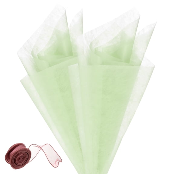 Uxcell 40 Sheets Korean Cotton Flower Wrapping Paper with Ribbon, 23" Cloud Cotton Waterproof for Bouquets/Gift Packaging [Light Green]